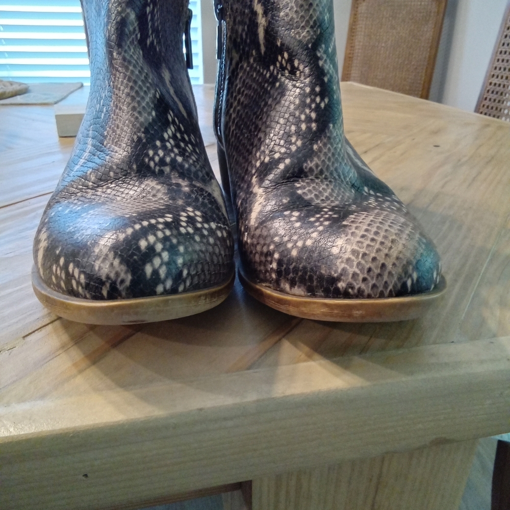 Lucky Brand Bartalino Leather Snakeskin Ankle Boots Size 7 - Picture 6 of 14